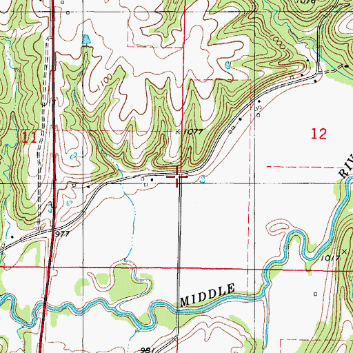 Topographic Map of Middle River School, IA
