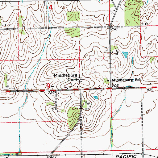 Topographic Map of Middleburg Cemetery, IA
