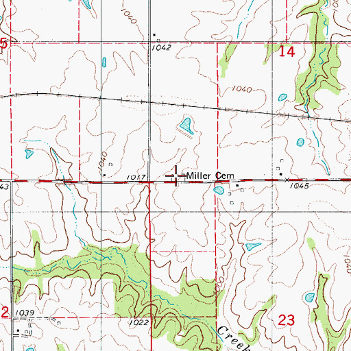 Topographic Map of Miller Cemetery, IA