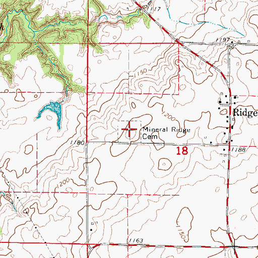 Topographic Map of Mineral Ridge Cemetery, IA