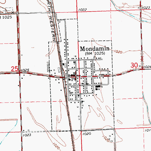 Topographic Map of Mondamin, IA