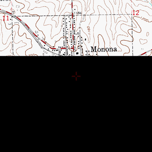 Topographic Map of Monona, IA