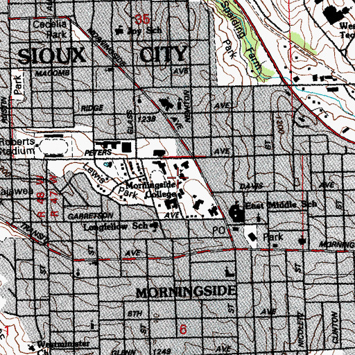 Topographic Map of Morningside College, IA