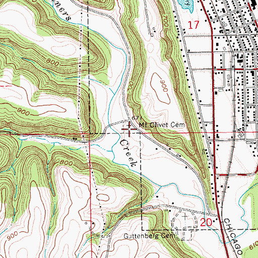 Topographic Map of Mount Olivet Cemetery, IA