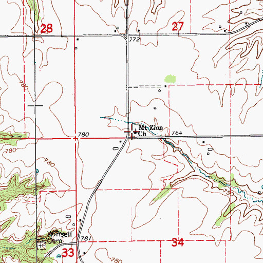 Topographic Map of Mount Zion Church, IA