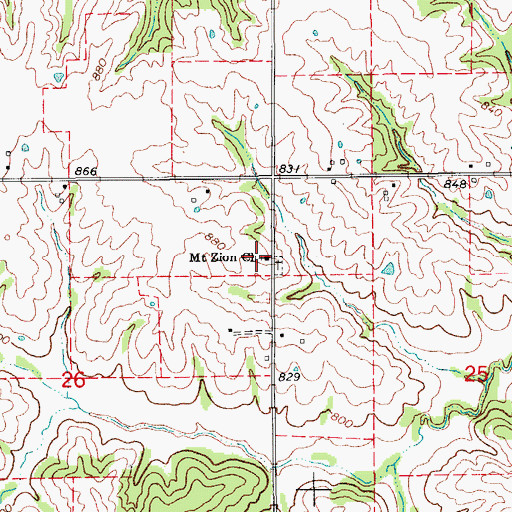Topographic Map of Mount Zion Church, IA