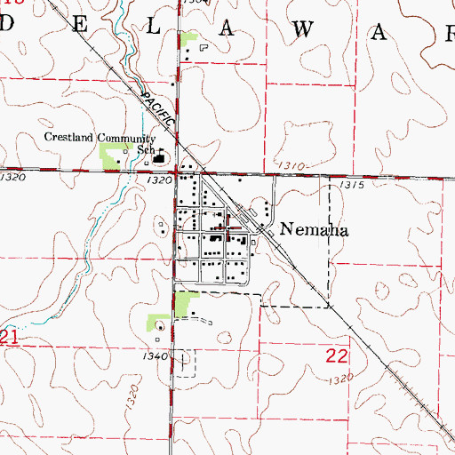 Topographic Map of Nemaha, IA