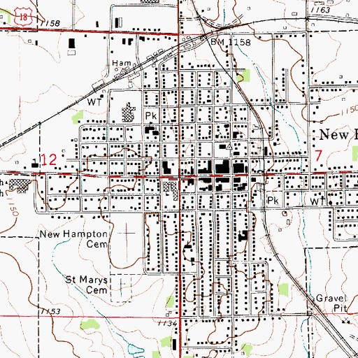 Topographic Map of New Hampton, IA