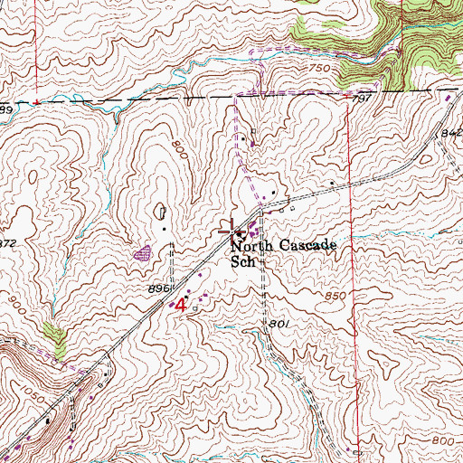 Topographic Map of North Cascade School, IA
