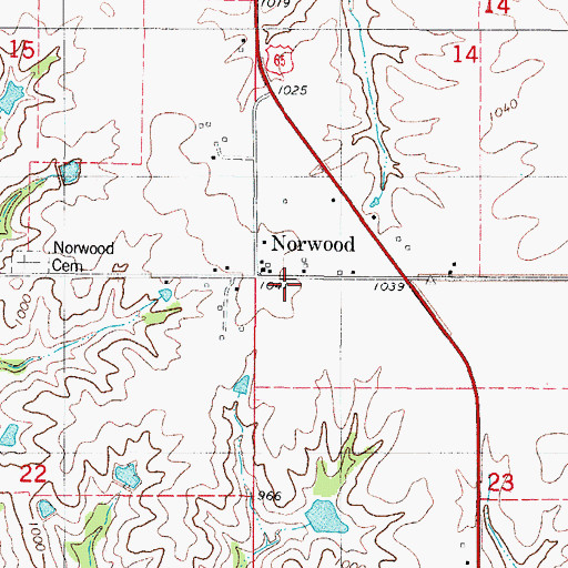 Topographic Map of Norwood, IA