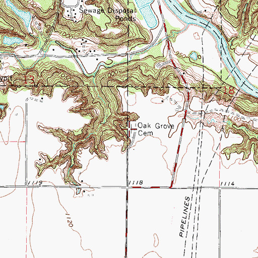 Topographic Map of Oak Grove Cemetery, IA