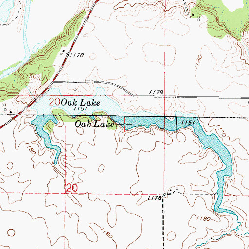 Topographic Map of Oak Lake, IA