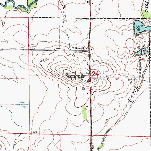Topographic Map of Olin Cemetery, IA