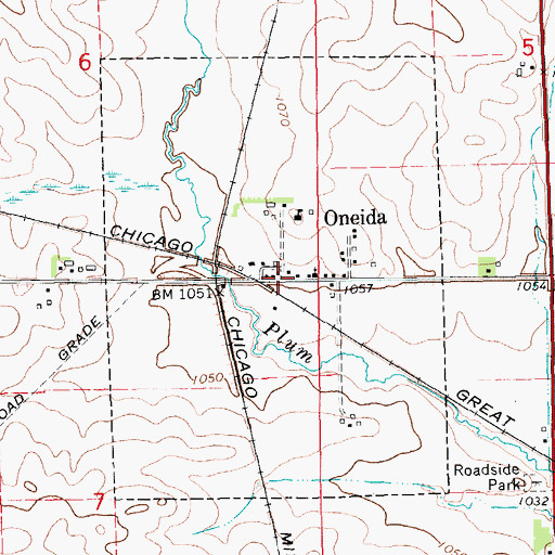Topographic Map of Oneida, IA