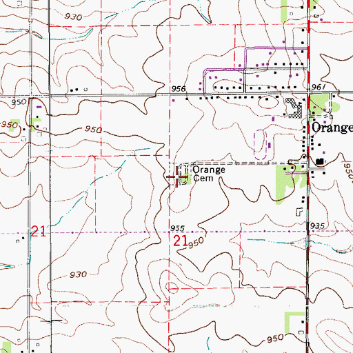 Topographic Map of Orange Township Cemetery, IA