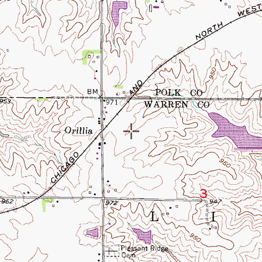 Topographic Map of Orilla, IA
