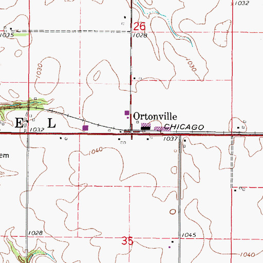 Topographic Map of Ortonville, IA