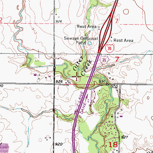 Topographic Map of Otter Creek, IA