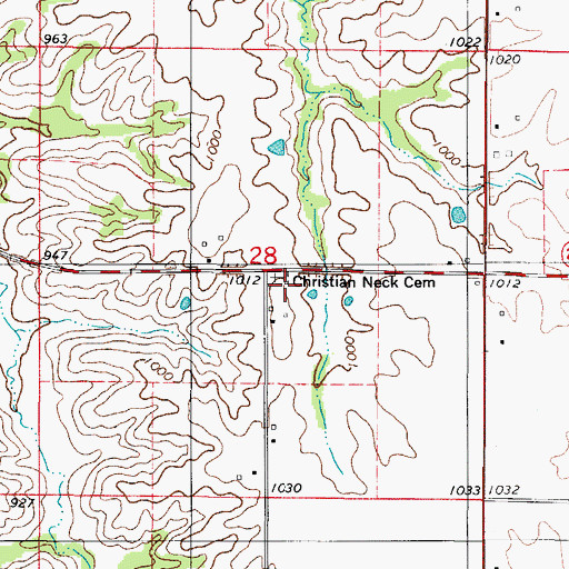 Topographic Map of Christian Neck Cemetery, IA