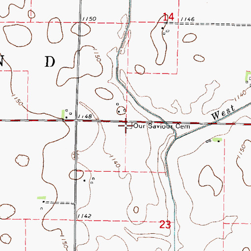Topographic Map of Our Saviour Cemetery, IA