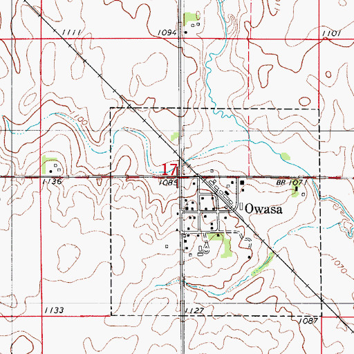 Topographic Map of Owasa, IA