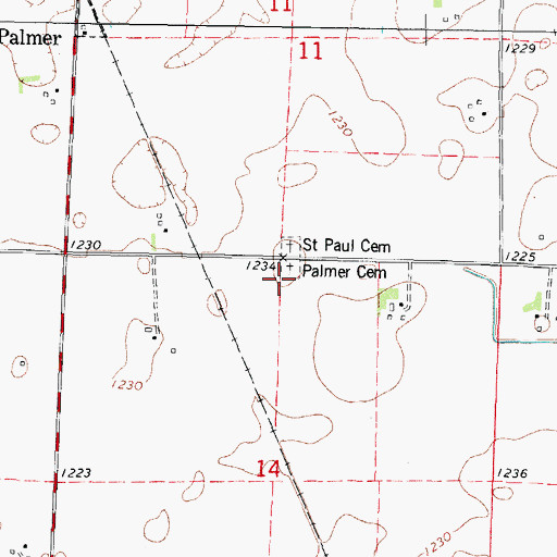 Topographic Map of Palmer Cemetery, IA