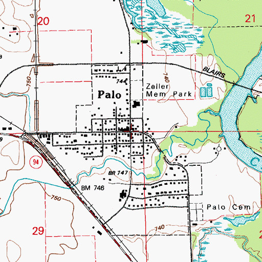 Topographic Map of Palo, IA