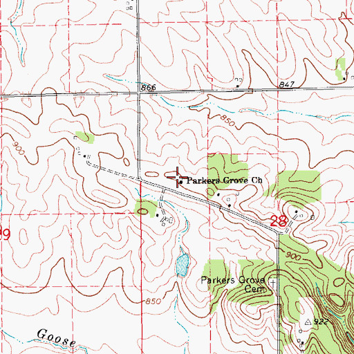 Topographic Map of Parkers Grove Church, IA