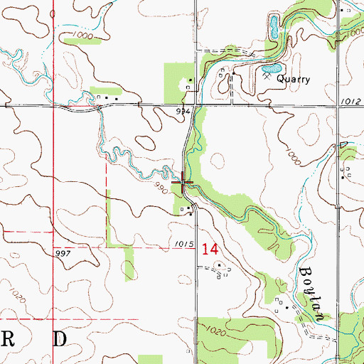 Topographic Map of Parmentar Creek, IA