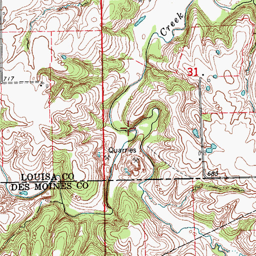 Topographic Map of Paul Creek, IA