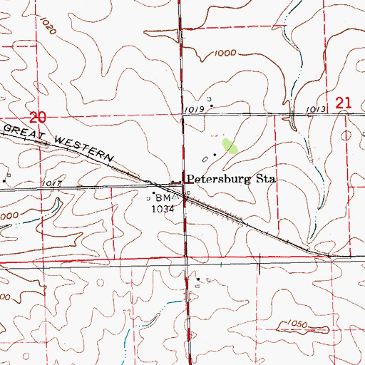 Topographic Map of Petersburg Station, IA