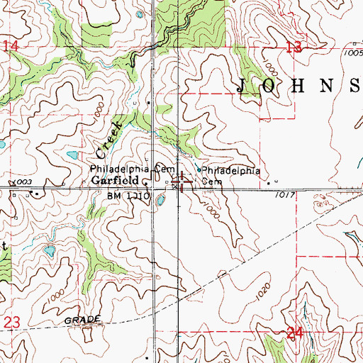 Topographic Map of Philadelphia Cemetery, IA