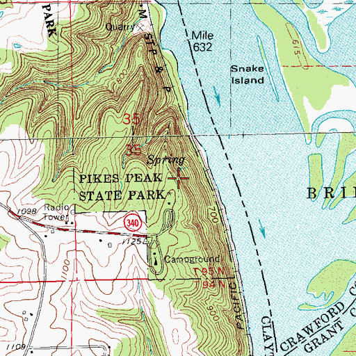 Topographic Map of Pikes Peak State Park, IA