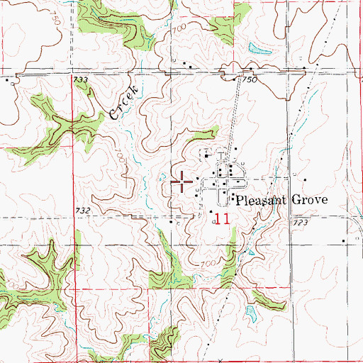 Topographic Map of Pleasant Grove, IA