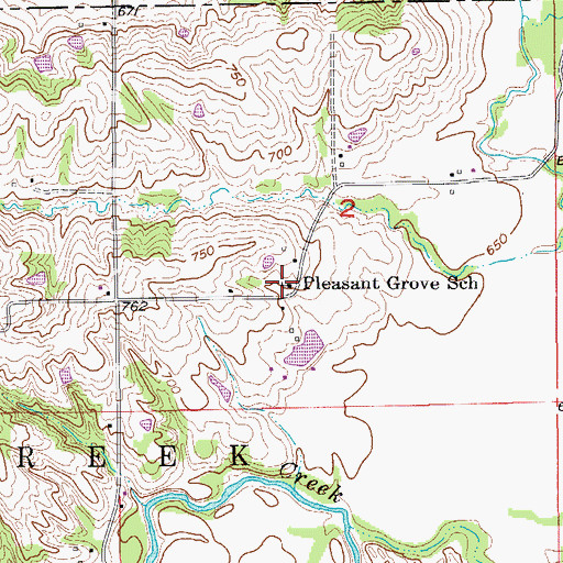 Topographic Map of Pleasant Grove School, IA