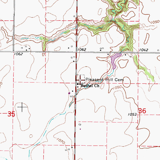 Topographic Map of Pleasant Hill Cemetery, IA