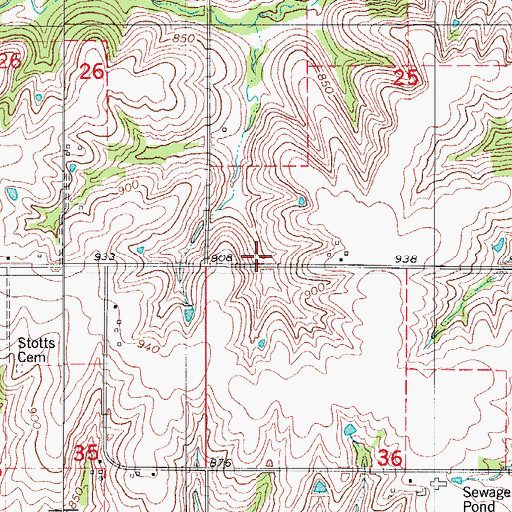 Topographic Map of Pleasant Ridge School, IA