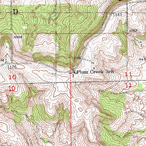 Topographic Map of Plum Creek School, IA