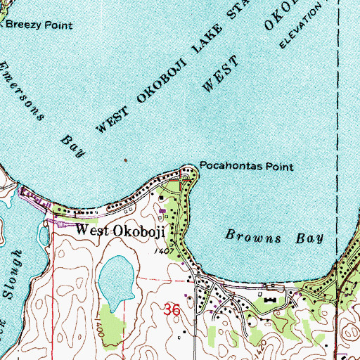 Topographic Map of Pocahontas Point, IA