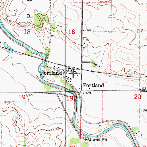 Topographic Map of Portland, IA