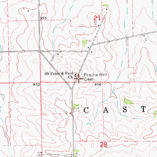 Topographic Map of Prairie Hill Cemetery, IA