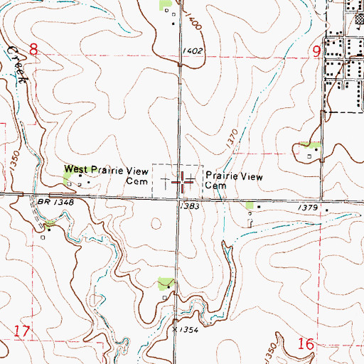 Topographic Map of Prairie View Cemetery, IA