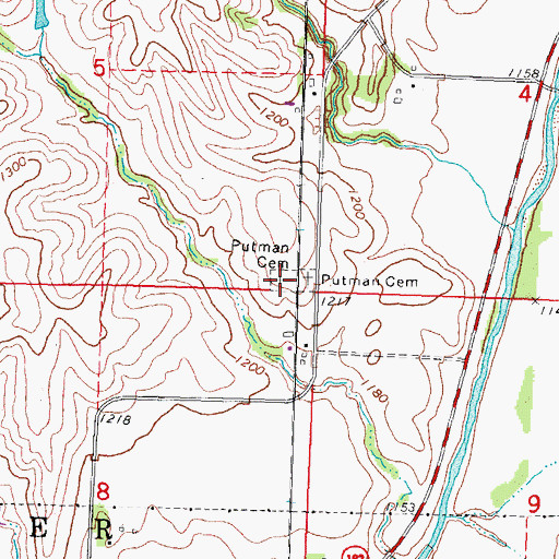 Topographic Map of Putman Cemetery, IA
