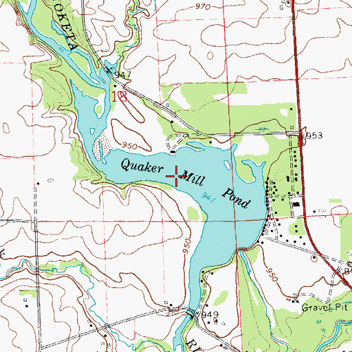 Topographic Map of Quaker Mill Pond, IA