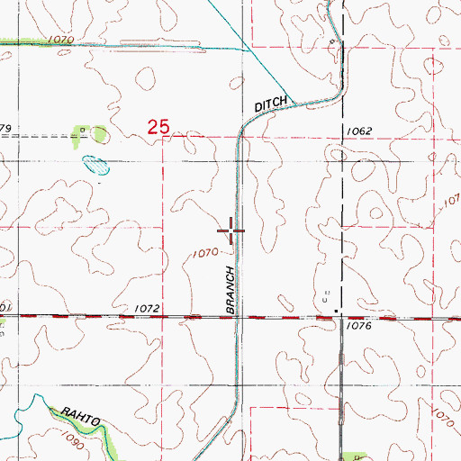 Topographic Map of Rahto Branch Ditch, IA