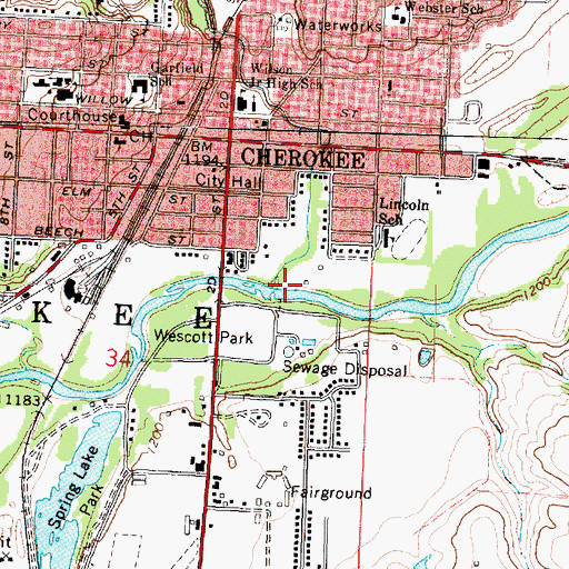 Topographic Map of Railroad Creek, IA