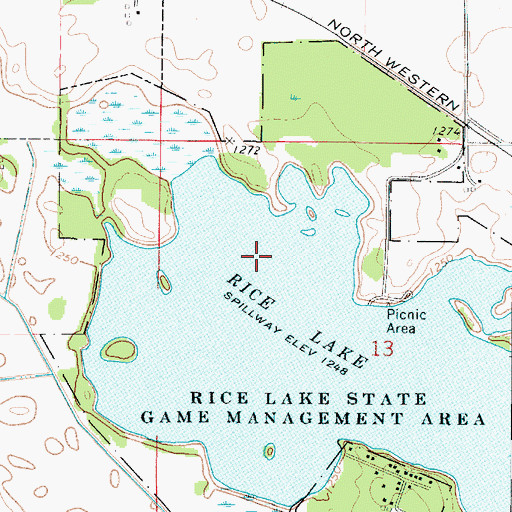 Topographic Map of Rice Lake, IA
