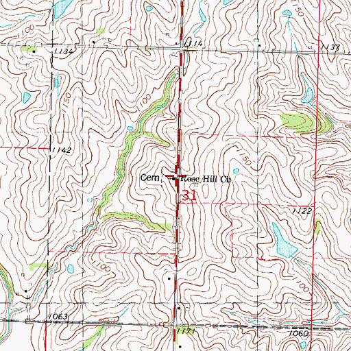 Topographic Map of Rose Hill Church, IA
