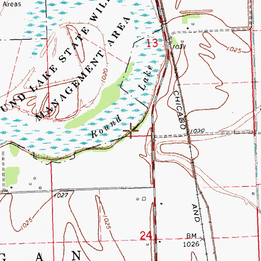 Topographic Map of Round Lake, IA