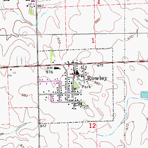 Topographic Map of Rowley, IA